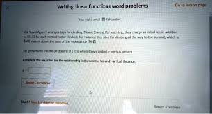 Writing Linear Functions Word Problems