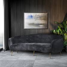 cosmo grey velvet polyester curved sofa