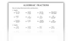 Algebraic Fractions Worksheet
