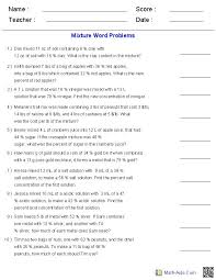 Algebra 1 Worksheets Word Problems