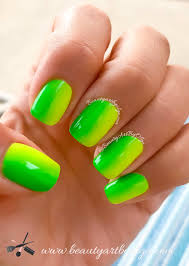 lime green and yellow neon ombre nails