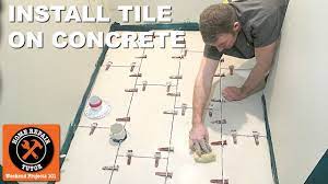 install large format tile on concrete