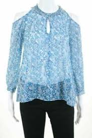 Details About Derek Lam 10 Crosby Blue Na Silk Blouse Knit Top Size 0