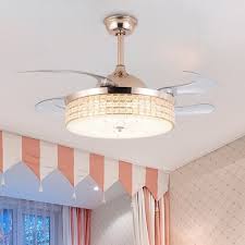 Silver Gold Cylinder Ceiling Fan Light