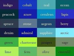Names Of Colors In English Shades Of Green And Blue In 2019