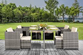 9 piece rattan low back cube dining set