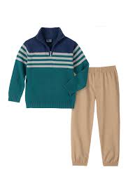 Nautica Track Stripe 1 4 Zip Sweater Set Little Boys Hautelook