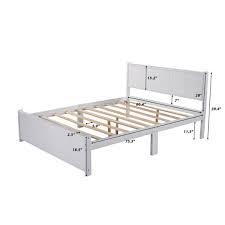 aisword platform white queen bed frame