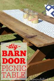 Build A Picnic Table Out Of A Barn Door