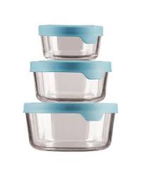 food storage set with mineral blue lids