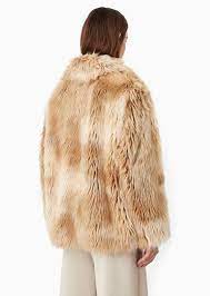 Giorgio Armani Giorgio Armani Neve Faux Fur Pea Coat 82 Acrylic 18 Polyester Brown Size 48