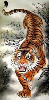 Donwn-Hill Tiger - Chinese tiger painting