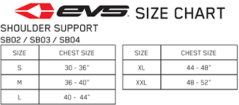 Evs Sports Sb03 Shoulder Brace Sizing Chart 2019