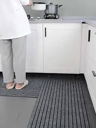 1pc dark gray striped door mat for home