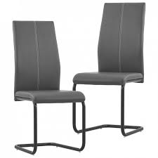 Grey faux leather dining chairs. Sonata Cantilevered Dining Chairs 2 Pcs Grey Faux Leather Chopni