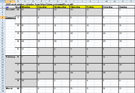 2011 Excel Week Numbers Calendar