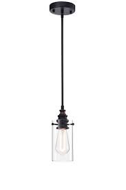 Tedosha 1 Light Black Pendant Lamp With Glass Cylinder Shade Includes Edison Bulb Walmart Com Walmart Com