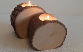 Hardwood Log Tealight Candle Holder