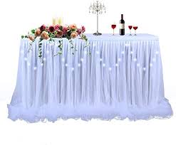 Check spelling or type a new query. Amazon Com White Tulle Tutu Table Skirt For Baby Shower Wedding Birthday Party Gender Revel Or Baptism Led Table Skirt For Rectangle Or Round Table 6 Ft Table Skirt Home Kitchen