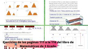 Libro de 5 grado de historia. Ejercicios De Las Paginas 111 A La 116 Del Libro De Matematicas De 3 Grado Youtube