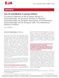 Pdf Use Of Anesthetics In Young Children Consensus