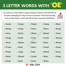 5 letter words with oe