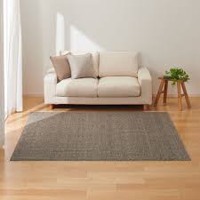 linen cotton loop pile rug brown 200