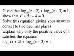 Logarithmic Equations O Level
