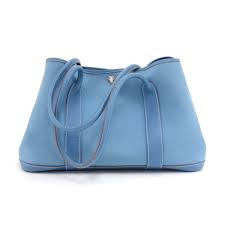 hermes garden party pm blue canvas tote bag