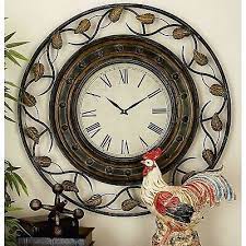 Large Rustic Round Wall Clock Scrolled