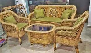 5 seater cane sofa set with table