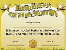 Employee Of The Month Certificate Free Funny Award Template