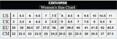 Converse Shoe Size Chart Www Giallomare Eu