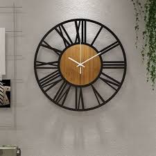 Wooden Round Black Wall Clock For