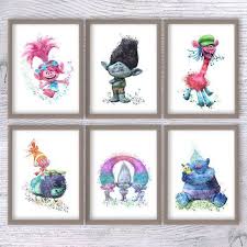 trolls art print set of 6 trolls