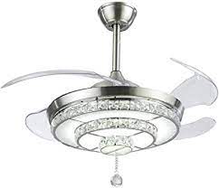 Ceiling fan light kits are a great way to introduce more light into a dark room. Kalri Modern 42 Crystal Chandelier Ceiling Fan For Living Room Bedroom With Led Light Kit And Remote Control Invisible Ceiling Fan Light Three Color Changing Silver Amazon Com