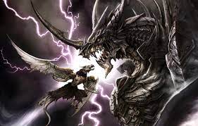 Wallpaper lightning, dragon, teeth ...