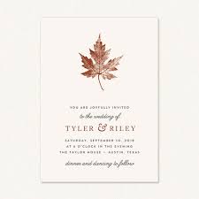 Unique Fall Wedding Invitations With Leaf Print Design