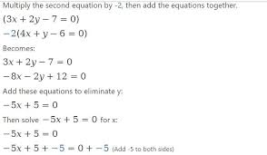 Elimination Method 3x 2y 7 0 And 4x Y