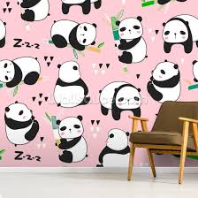 pink kawaii panda wallpaper wallsauce uk