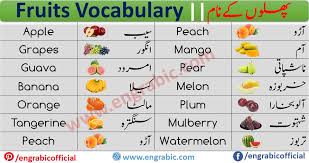 list of fruits in arabic english and