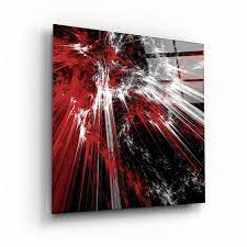 Red Explosion Glass Wall Art Glass