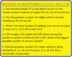 Gcf And Lcm Word Problems Worksheets