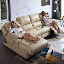 manual pu leather recliner sofa set