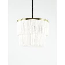 Cylinder ceiling pendant light shade in a velvet finish, which features clear acrylic jewel droplets which cast subtle patterns around the room when lit. White And Gold Fringe Shade Home George At Asda
