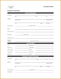 Employee Personal Information Form Template Company
