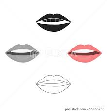 lips icon in cartoon black style