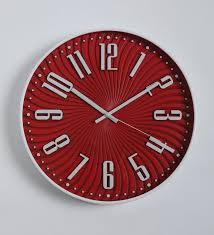 Red White Plastic Wall Clock By