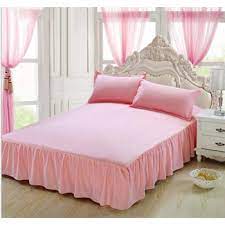 Mengsi Bed Cover Solid Color Bed Skirt