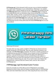 Fm whatsapp app has been trending for a quite long time and it is also one of the best whatsapp mods that. Fmwhatsapp Apk Latest Version Download For Android By Ankit Meena Issuu